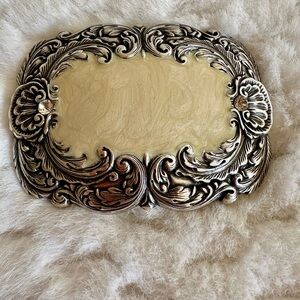 Belt Buckle, Silver and Cream Mother of Pearl, NWOT